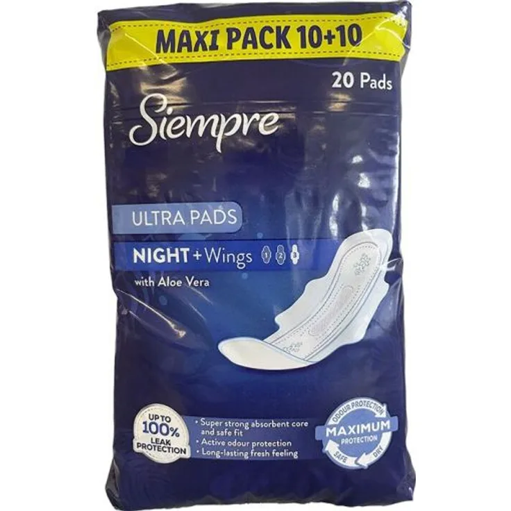 Siempre Ultrabinden Normal + Flügel, mit Aloe Vera, 40 Stück