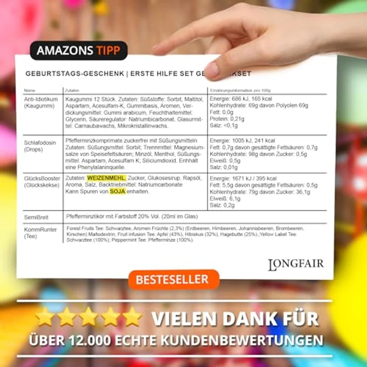 Longfair Erste Hilfe Set Geschenk-Box, witziger Sanikasten mit 8 Teilen, Spaßgeschenk zum 30. Geburtstag, realistisches Design und lustige Sprüche – Bild 4