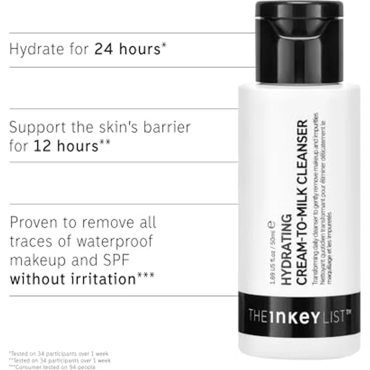 The INKEY List Hydrating Cream-to-Milk Cleanser 50ml, mit 5% Reis Milch & Hyaluronsäure, sanfte Reinigungsformel, feuchtigkeitsspendend, vegan freundlich – Bild 5