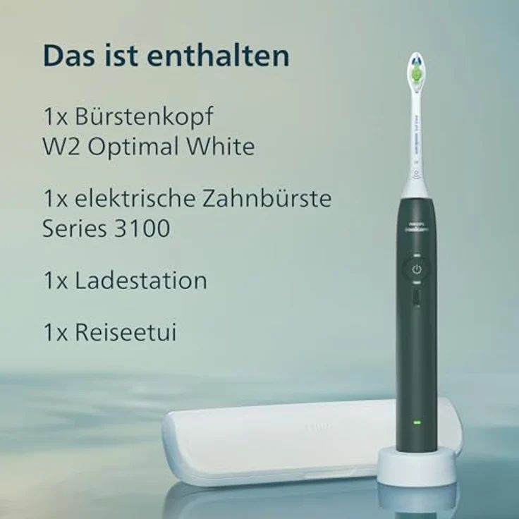Philips Sonicare 3100 HX4033/26, elektrische Schallzahnbürste in Grün mit sanfter Plaque-Entfernung und integriertem Timer, 1 St. – Bild 9