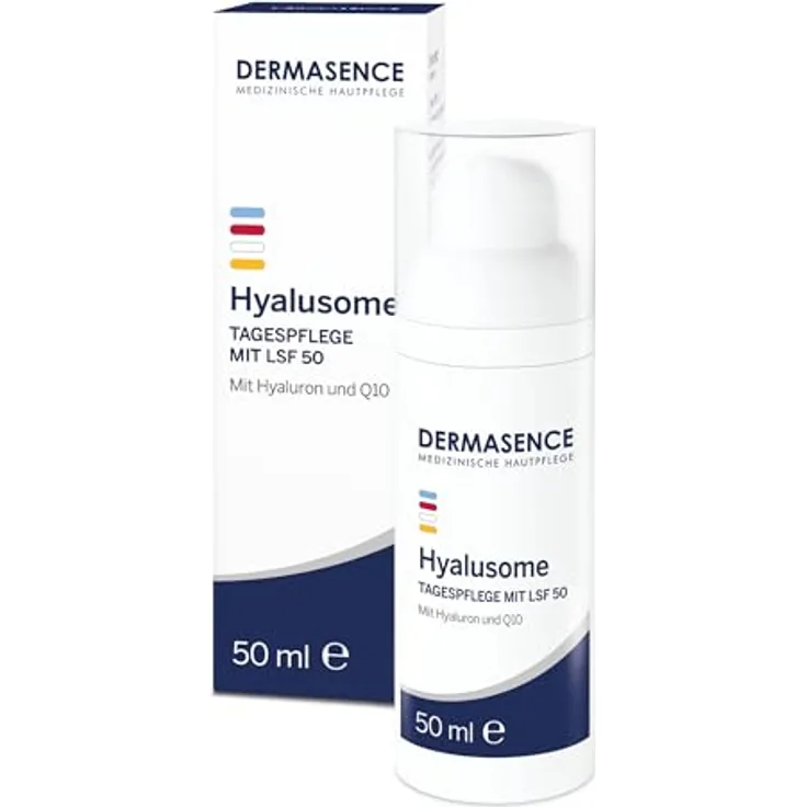 DERMASENCE Hyalusome Tagespflege mit LSF 50, 50 ml - Feuchtigkeitsspendende Tagescreme mit hohem Lichtschutzfaktor - Anti-Aging, parfümfrei, vegan