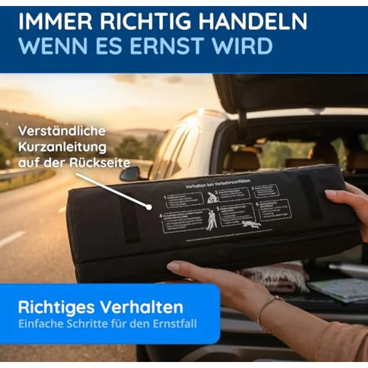 Flexeo KFZ-Verbandtasche inkl. Warndreieck und Warnweste (längliche Form) – Bild 6