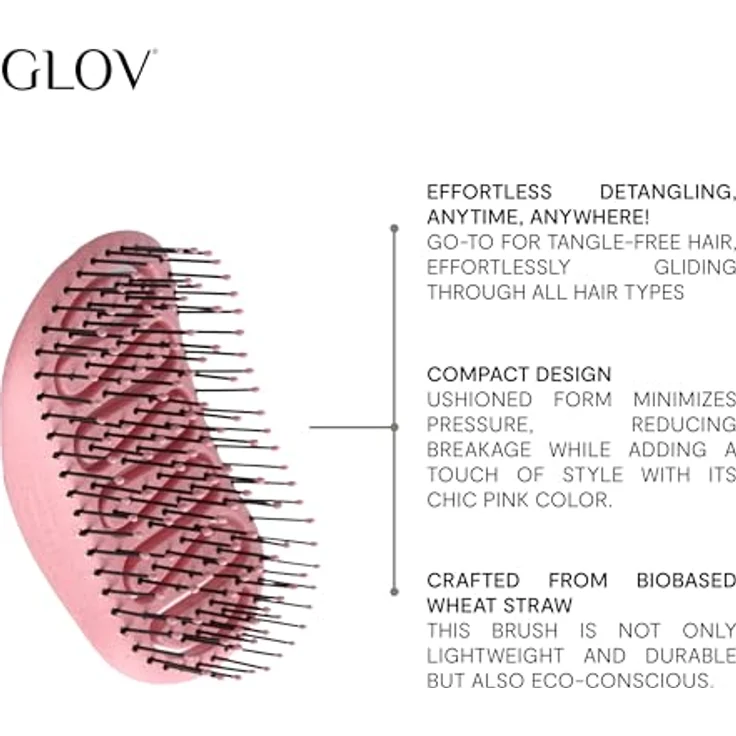 GLOV SMOOTH GLIDE Detangling Hair Brush, Entwirrungsbürste aus Weizenstroh, ergonomisch und kompakt – Bild 2