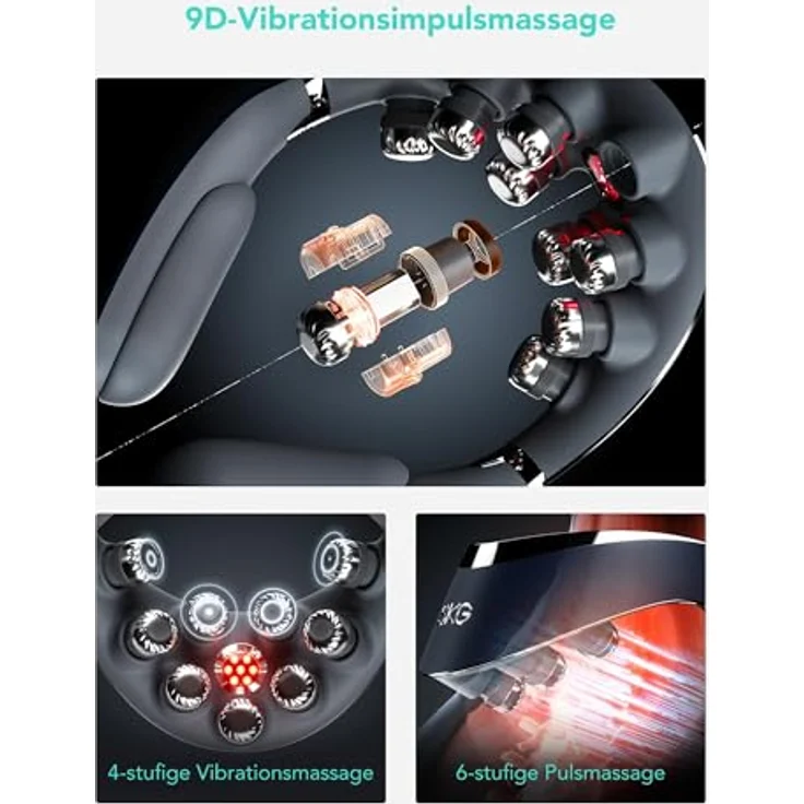 SKG G7 Pro Fold, faltbares Nackenmassagegerät mit 9-Kopf-Vibrationsmassage, Wärmefunktion und APP-Steuerung, kabellos tragbar, nur 270g – Bild 2