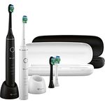 TrueLife SonicBrush Compact Duo Set mit zwei Sonic Bürsten, 2 Reisehüllen, 2 Ladestationen und 4 Standardbürstenköpfe in der Packung, 4 Reinigungsmodi, 70 000 Bewegungen pro Minute