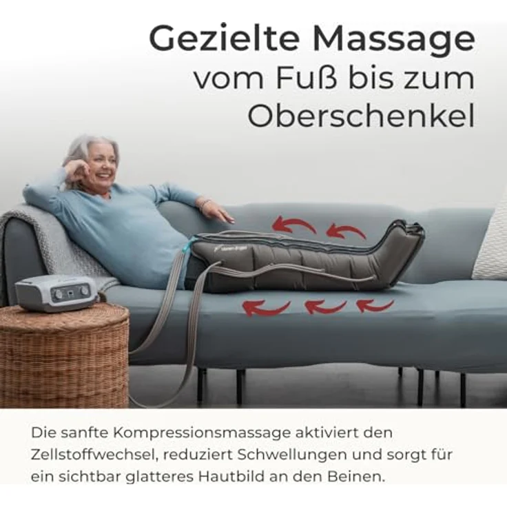 Venen Engel 4 Basic, Beinmassagegerät mit 2 Beinmanschetten, 4 Luftkammern und 1 Massageprogramm zur Cellulite-Reduktion, fördert Durchblutung – Bild 3