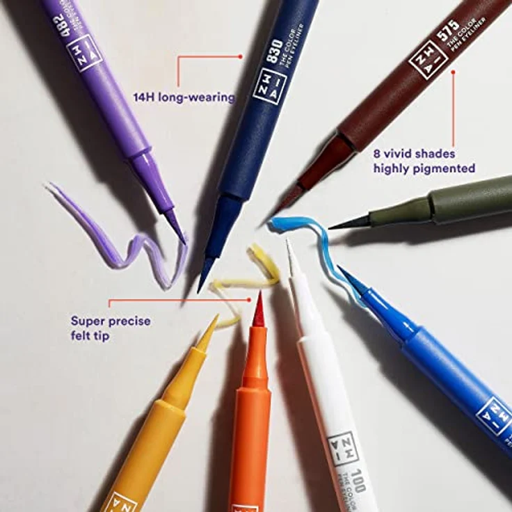 3INA The Color Pen Eyeliner, Filzstift-Eyeliner in Weiß, 1 ml mit präziser Linie und intensiver Farbgebung – Bild 3