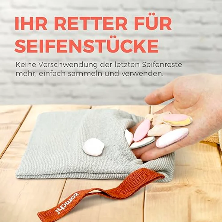 ZOMCHI 2 Stück Seifenbeutel und Seifenspartasche, langlebige Nylonfaser, rauer und weicher Peelingeffekt für Dusche, platzsparend – Bild 4
