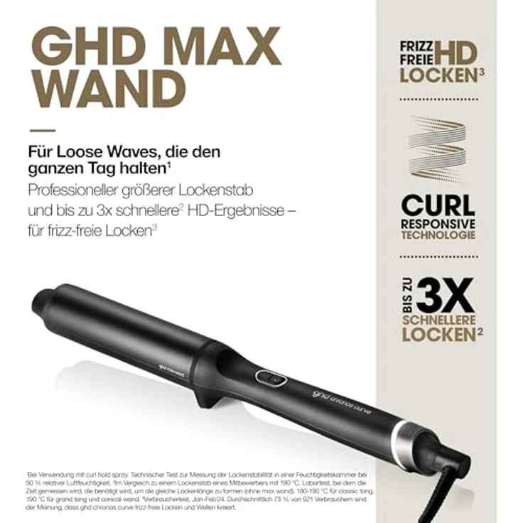 ghd Chronos Curve Max Wand, professioneller Lockenstab in Schwarz, 38 mm Durchmesser für lockere Wellen, ideal für langes Haar, HD Curl-Responsive Technologie – Bild 3
