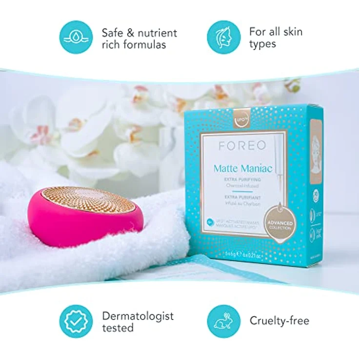Foreo UFO Maskenpads Matte Maniac 2.0, Anti-Aging Gesichtsmaske mit Aktivkohle, 6 g – Bild 5