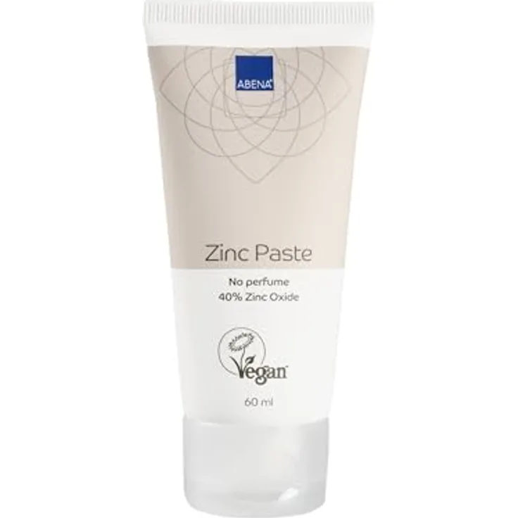 ABENA Zinkpaste, 60 ml, 40 % Zinkoxid, Creme mit Allantoin, Dermatologisch getestet, ohne Farb- und Parfümstoffen