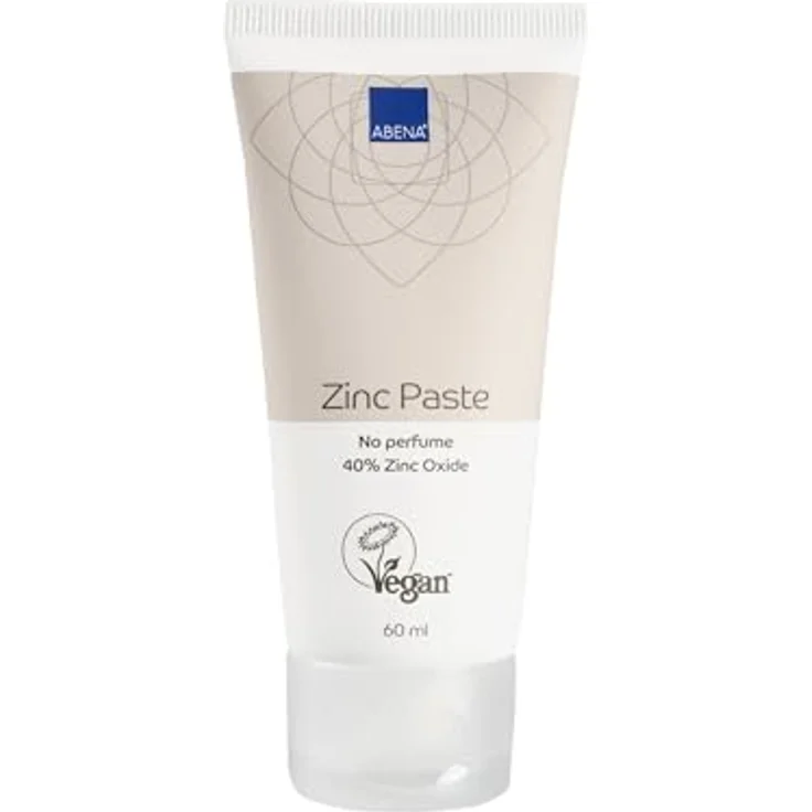 ABENA Zinkpaste, 60 ml, 40 % Zinkoxid, Creme mit Allantoin, Dermatologisch getestet, ohne Farb- und Parfümstoffen – Bild 1