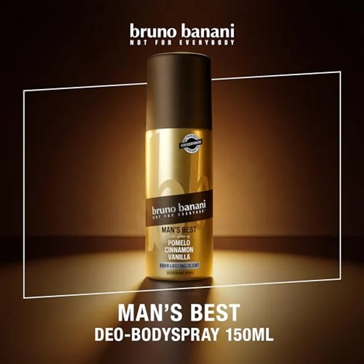 bruno banani bb Man's Best Deo-Bodyspray für Herren, 48h holziger Amberduft, vegane Formel, 150 ml – Bild 2