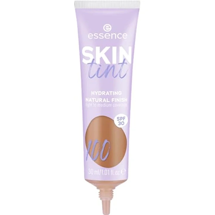 essence SKIN tint, Make-up, Nr. 100, Nude, feuchtigkeitsspendend, natürlich, vegan, ölfrei, UVA- und UVB-Filter + SPF 30, ohne Parfüm, 1er Pack (30ml) – Bild 2