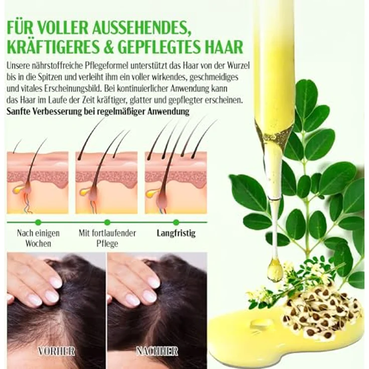 P-Beauty Moringa Öl, Kaltgepresst für Haare, Haut & Gesicht - Feuchtigkeit, Anti-Frizz, Anti-Aging, 60ml – Bild 4