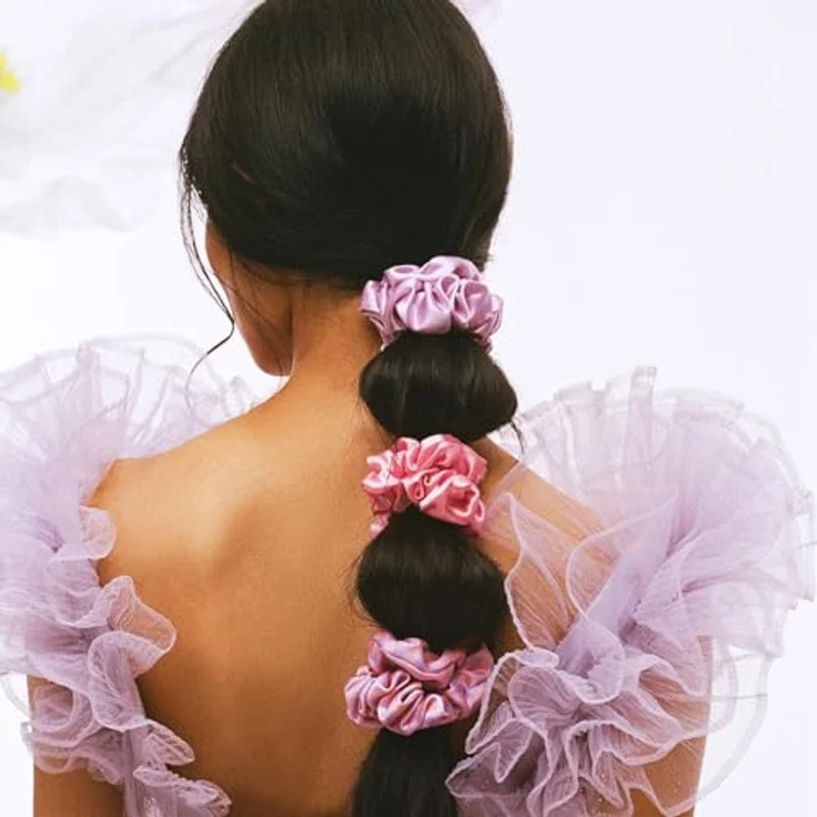SLIP Große Haargummis aus reiner Seide, Anti-Falten- und Bruchschutz-Design, Belleflower: in Iris, Wildblume und Rose – Bild 3