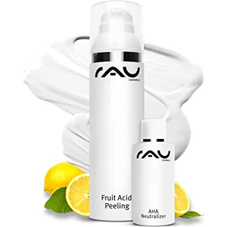 RAU Cosmetics AHA + 2% BHA Fruchtsäurepeeling Fruit Acid Peeling 100 ml - Skincare Peeling gegen Mitesser, Unreine, Reife Trockene Haut & bei Neurodermitis - Mandelsäure, Salicylsäure & Lactobionsäure – Bild 1