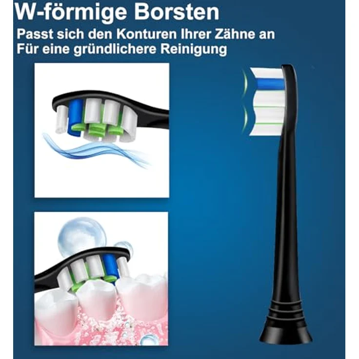 valuabletry 8er Ersatzbürsten für Philips Sonicare, Precision Clean Bürstenköpfe, 4 Schwarz und 4 Weiß, ergonomisches Design, starke Plaque-Entfernung, kompatibel mit mehreren Modellen – Bild 4