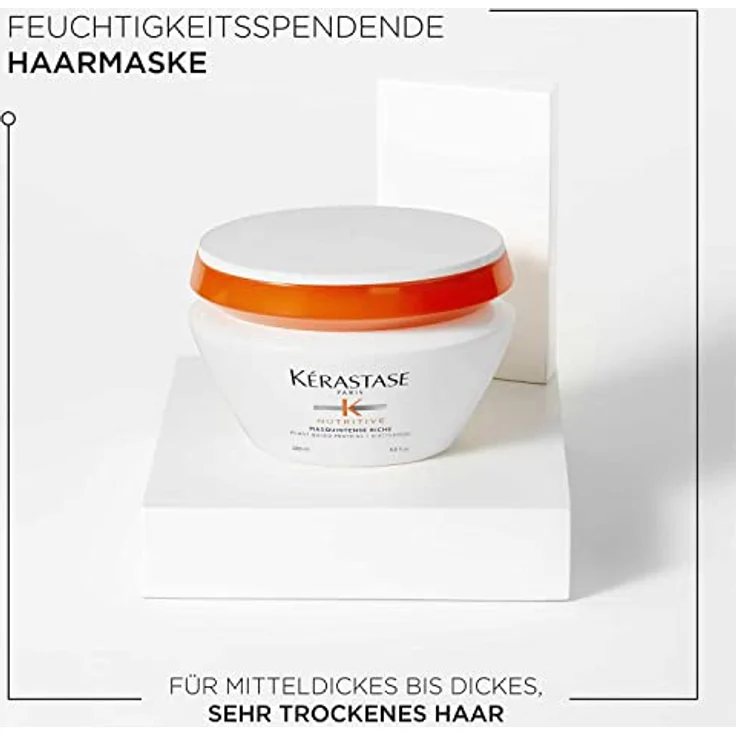 Kérastase Nutritive, Haarkur für sehr trockenes, feines bis mittleres Haar, Feuchtigkeitsspendend und pflegend, Ohne Parabene, Masquintense Riche Deep Nutrition, 200 ml – Bild 2