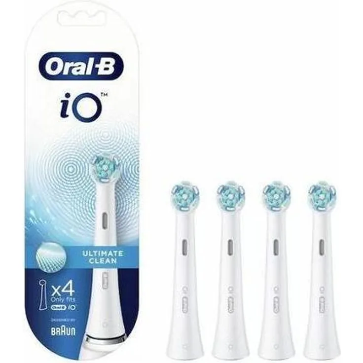 Oral-B Io Ultimate Clean, Zahnbürstenkopf Ersatzteile für Zahnbürste, 4er Pack mit präzisen Borsten für gründliche Reinigung