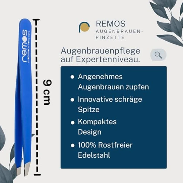 remos professional body care REMOS Profi Pinzette mit extra feinen Spitzen, rostfreier Edelstahl, inklusive Schutzetui - dunkelblau – Bild 2