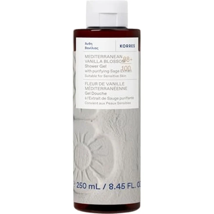 Korres Mediterranean Vanilla Blossom, energiespendendes Duschgel für Damen, 250 ml mit feuchtigkeitsspendendem Schaum – Bild 2