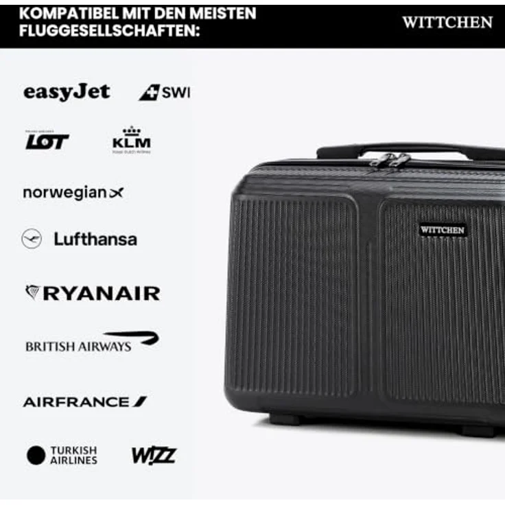 WITTCHEN Stripes Line Kosmetiktasche Reisekosmetiktasche aus robustem ABS mit Schultergurt, Schwarz – Bild 5