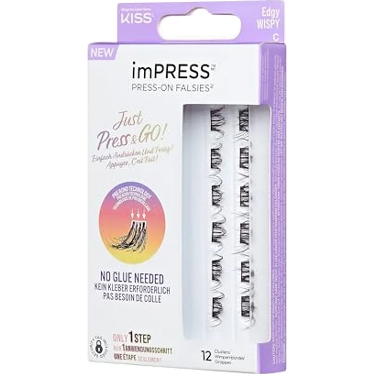 KISS imPRESS Just Press & GO ! selbstklebende Wimpern Edgy Whispy C, 12 St. – Bild 3