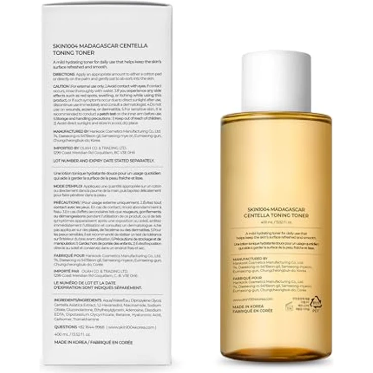 SKIN1004 Madagascar Centella Toning Toner, sanftes Peeling-Tonikum für empfindliche Haut, 400 ml – Bild 4