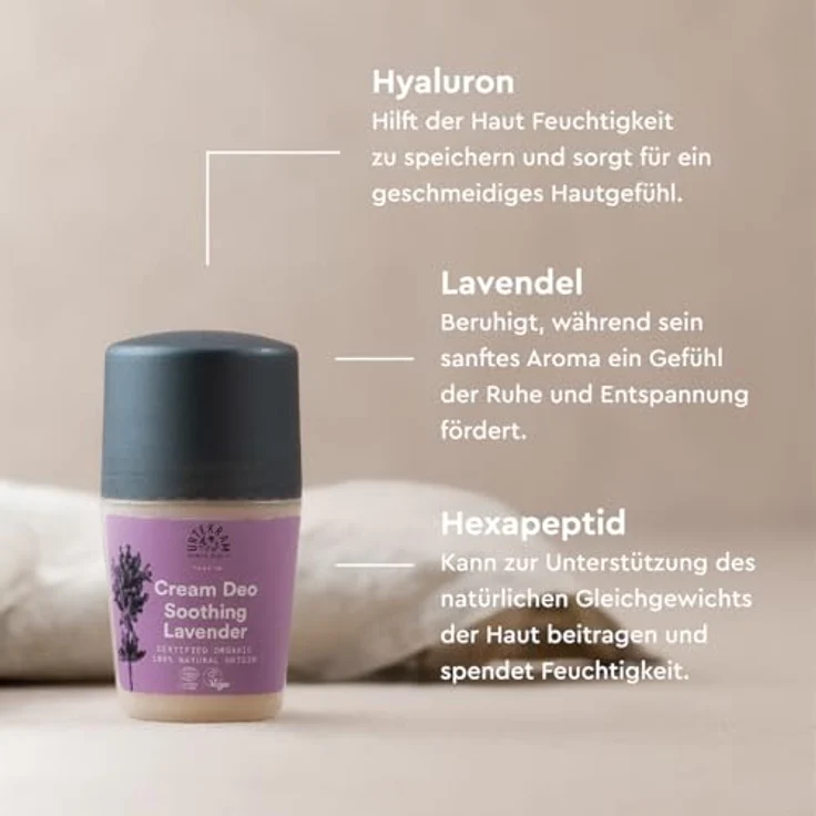 Urtekram Purple Lavender Creme Deo Roll-On Bio, 0% Aluminium, mit Lactobacillusferment und Hyaluronsäure, 50 ml – Bild 5
