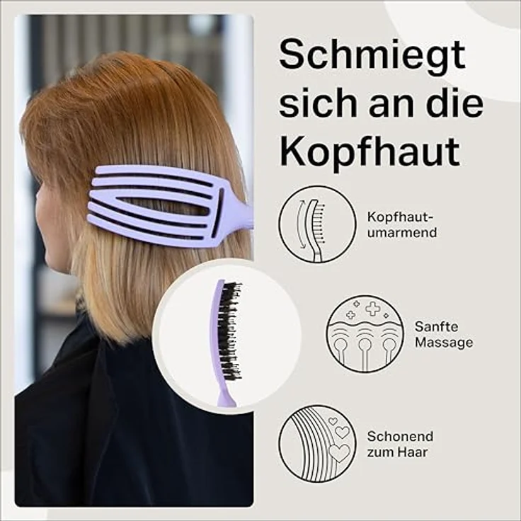 OLIVIA GARDEN Haarbürste Fingerbrush Combo Medium, Kopfhautschonende Entwirrungsbürste mit Massagefunktion – Bild 5