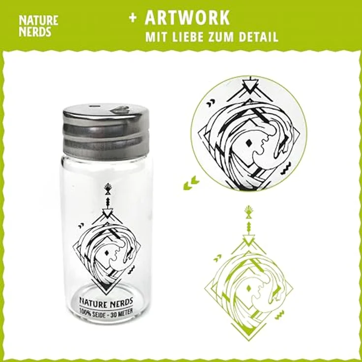 Nature Nerds – plastikfreie Natur Zahnseide im Glas-Flakon gewachst mit Candelilla – 6 Spulen = 180 m (180) – Bild 4