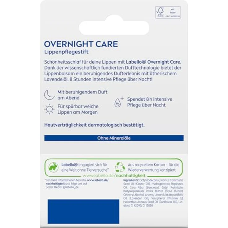 Labello Overnight Care Lippenpflegestift, 8h intensive Lippenpflege mit Sheabutter & Lavendelöl, 4,8 g – Bild 5