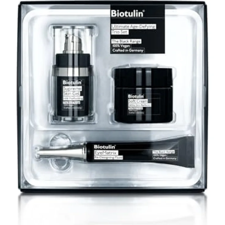 Biotulin Ultimate Age-Defying Trio Set, Anti-Aging Feuchtigkeitspflege für Gesicht und Augen mit Supreme Skin Gel 15ml, Soft Cream 50ml & EyeMatrix 15ml