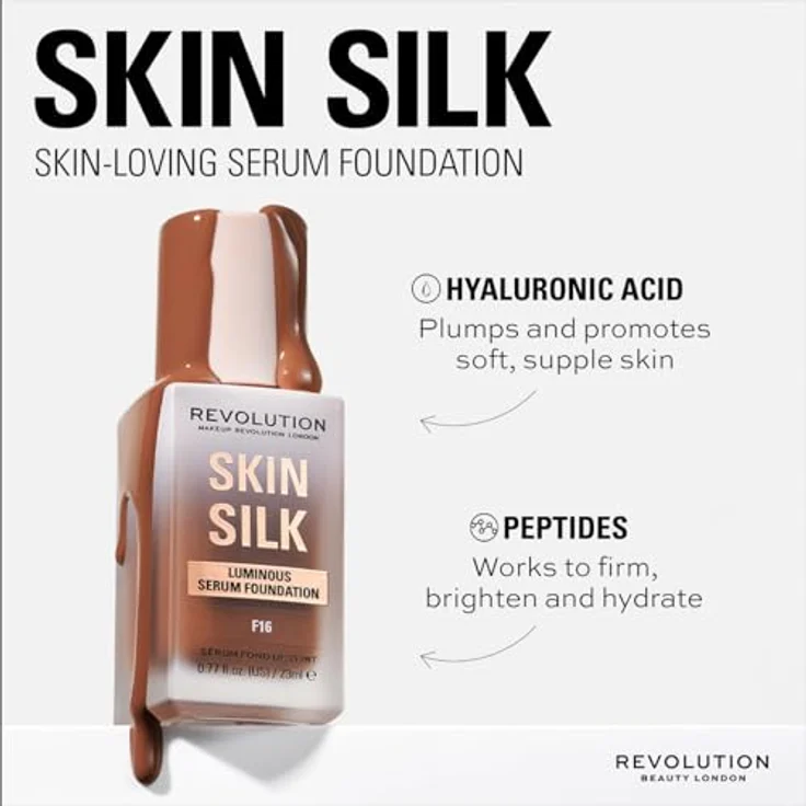 Revolution Skin Silk Luminous Serum Foundation, 23 ml, Hyaluron- und Peptidkomplex für strahlenden Teint – Bild 6