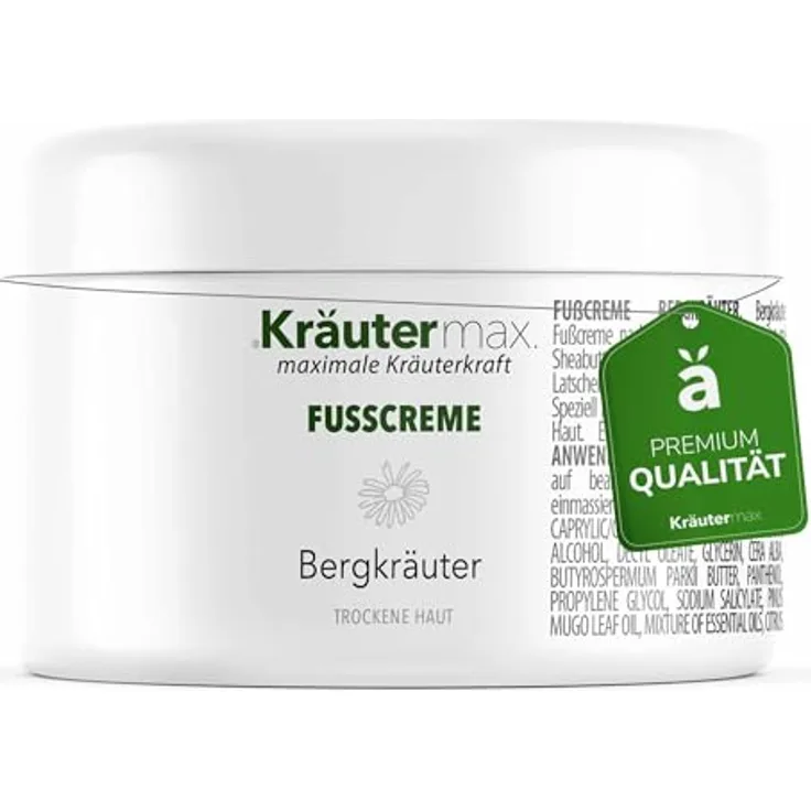 Kräutermax Fußcreme trockene Füße, 100 ml mit Sheabutter, Bienenwachs und ätherischen Ölen für empfindliche Haut