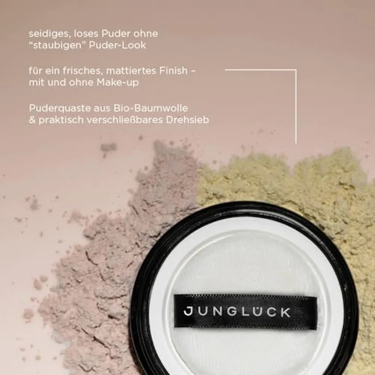 JUNGLÜCK Transparent Puder Gesicht, Vegan, Lose mattierend und langanhaltend, Farbton Rose – Bild 2