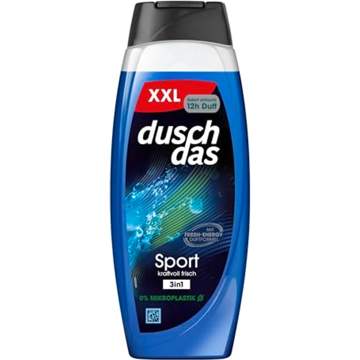 Duschdas 3-in-1 Duschgel & Shampoo Sport, XXL Duschbad mit Fresh-Energy-Duftformel, 450 ml, biologisch abbaubar und dermatologisch – Bild 1