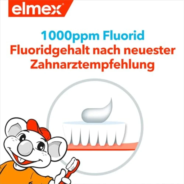 Elmex Kinder-Zahnpasta mit Fluorid, 50 ml, für saubere und gesunde Zähne – Bild 5