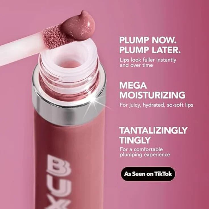 BUXOM Full-On Plumping Lip Cream Lipgloss 4,2 ml mit intensiv glänzender Farbe und prickelndem Finish, Farbe: PINK LADY – Bild 7