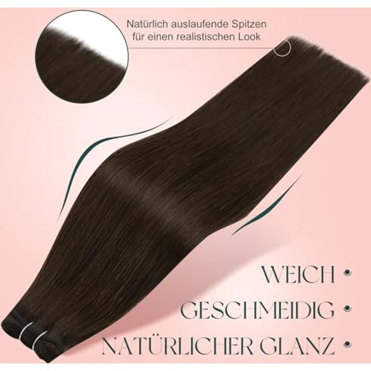 Easyouth Echthaar Tressen Extensions, Dunkelbraun, 50 cm, 100g, Naturlich glatt, haarschonend, vielseitig einsetzbar – Bild 5