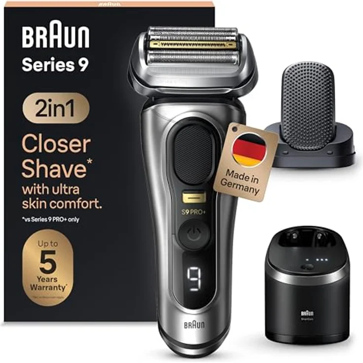 Braun Series 9 Pro+ (9597cc), Elektrorasierer mit ProComfort-Aufsatz, 5 synchronisierten Elementen, 100% wasserdicht, 60 Minuten Akkulaufzeit – Bild 1