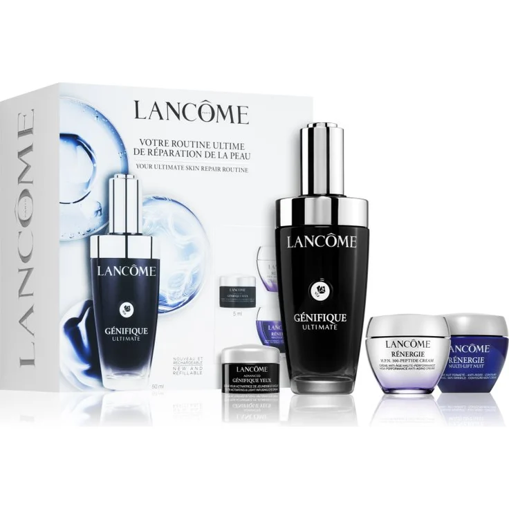 Lancôme Génifique Ultimate Serum Geschenkset, Pflege für reife Haut mit Serum, Nachtcreme und Augencreme, 50 ml + 15 ml + 5 ml