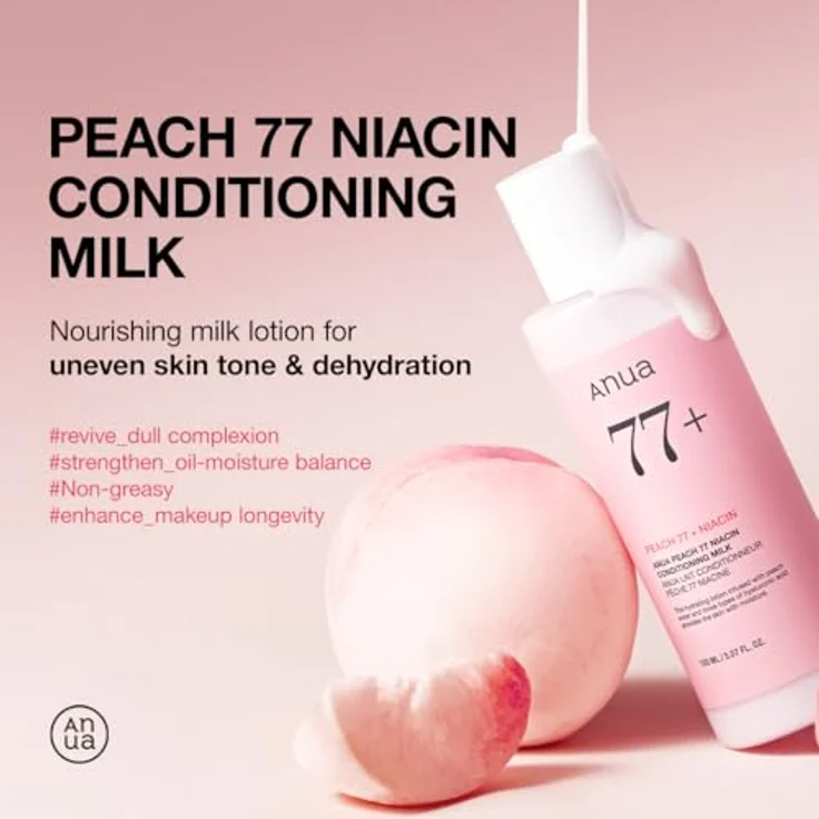 ANUA Peach Niacin Conditioning Lotion, Gesichtsfeuchtigkeitscreme mit Vitamin B12, leichte koreanische Hautpflege für Glashaut, 150 ml/5,07 fl.oz. – Bild 3