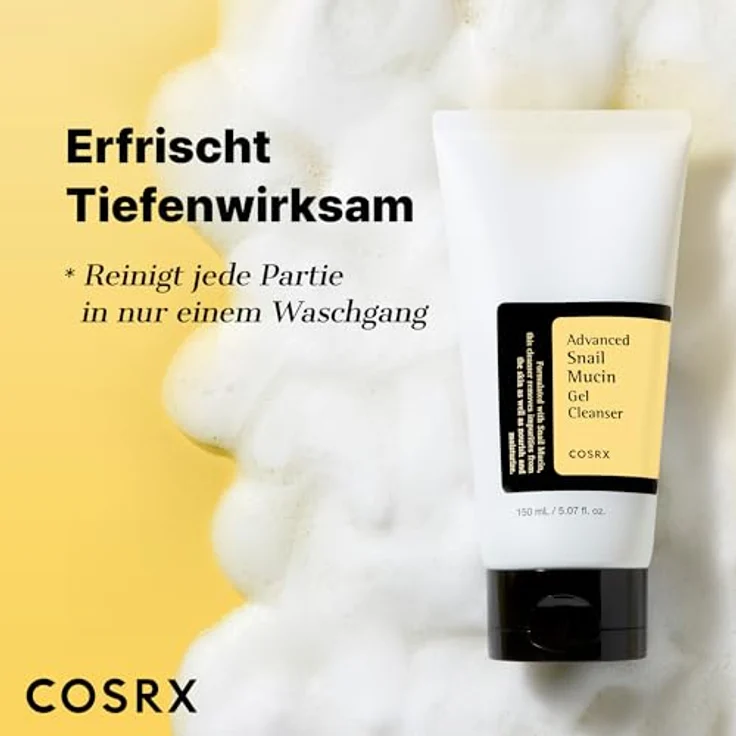 COSRX Advanced Snail Mucin Gel Cleanser, 150 mL, Tägliches Reinigungsgel für trockene und empfindliche Haut, mit Schneckenschleim, Tierversuch-frei, Paraben-frei, Korean Skincare – Bild 6