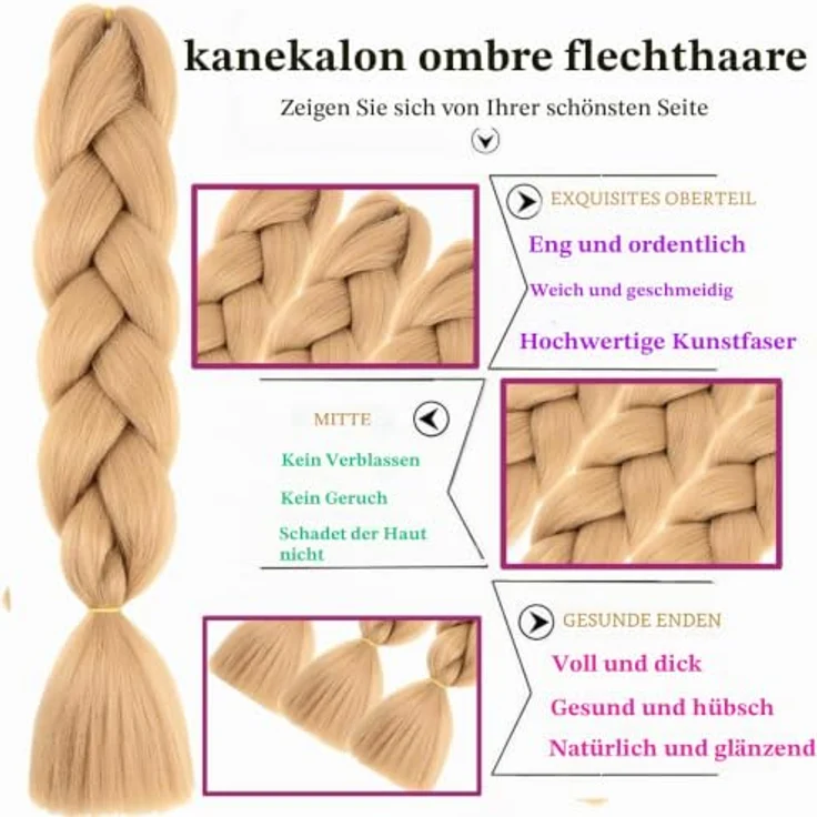 Shangxiu Jumbo-Flechthaar, braune Braids Extensions aus Kunsthaar, 24" (60 cm), 600g, schuppenfrei und weich – Bild 2
