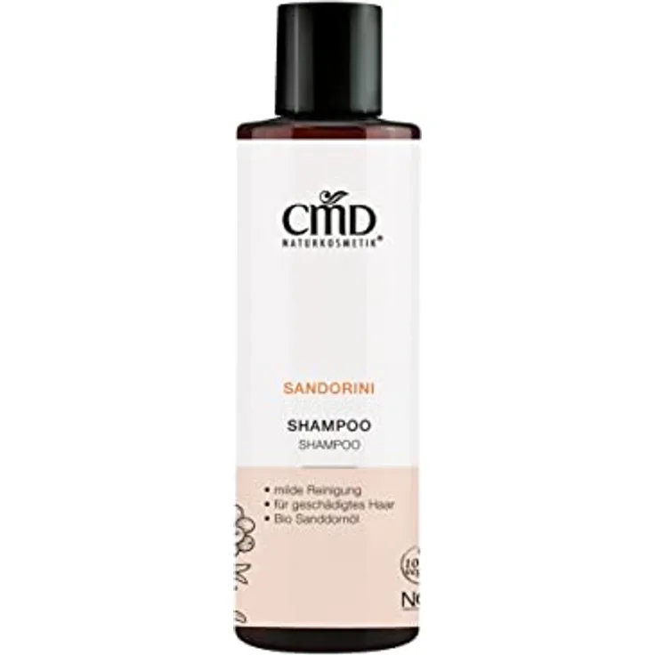 CMD Naturkosmetik Sandorini Shampoo, mildes Shampoo 200ml mit hochwertigem Bio Sanddorn Fruchtfleischöl