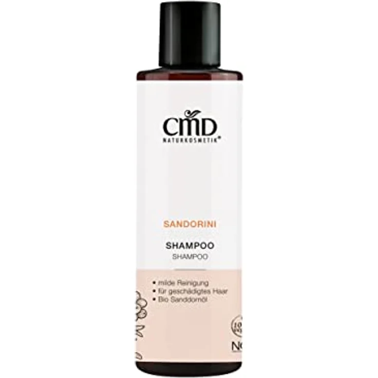 CMD Naturkosmetik Sandorini Shampoo, mildes Shampoo 200ml mit hochwertigem Bio Sanddorn Fruchtfleischöl