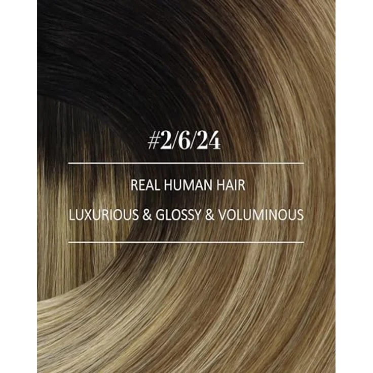 YoungSee Echthaar Extensions Clip, 30 cm Balayage Dunkelbraun Ombre Braun Blond, 80g, 7-teilige Clips-in Haarverlängerung für Damen – Bild 5