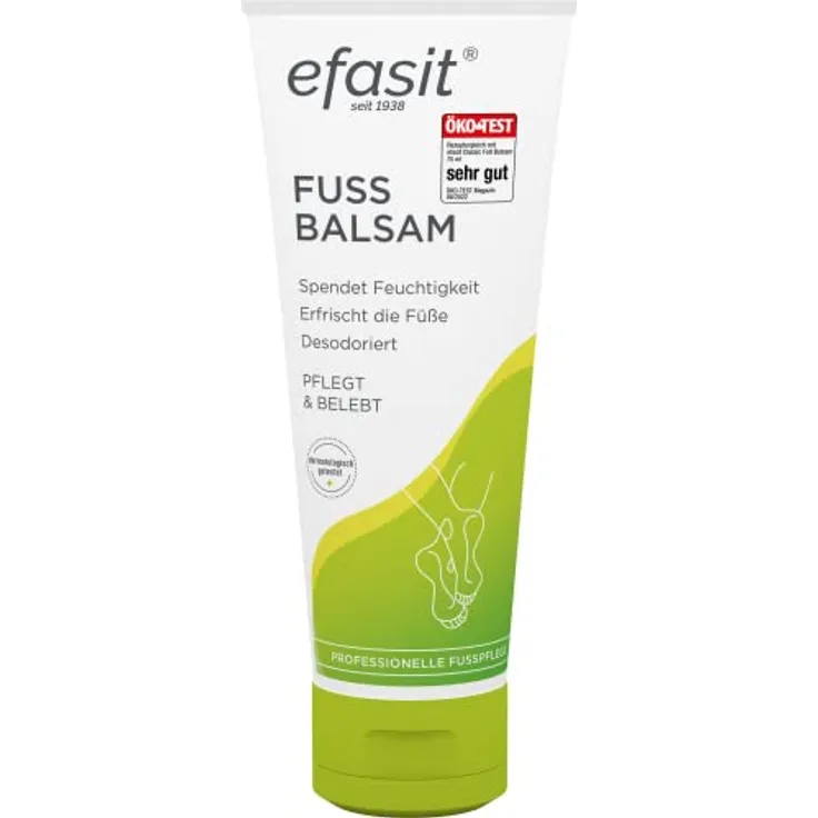 efasit Fuß Balsam, 75 ml - reichhaltige Feuchtigkeitspflege bei trockenen Füßen mit Jojoba- und Rosmarinöl, Beinwell und Kamille, pflegt und belebt die Füße
